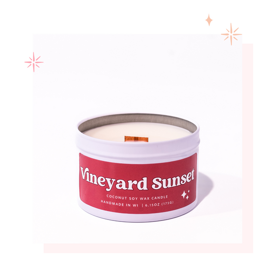Vineyard Sunset Wooden Wick Tin | Spring 2024