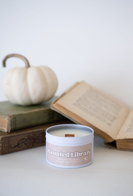 Haunted Library Wooden Wick Tin | Falliday 2025