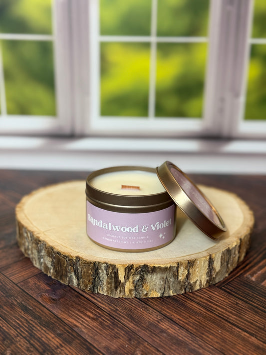Sandalwood & Violet Wooden Wick Tin | Spring 2025