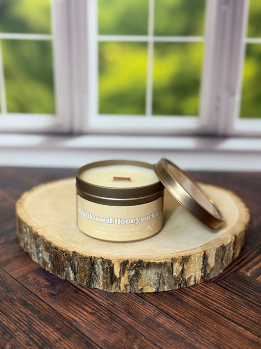 Rainkissed Honeysuckle Wooden Wick Tin | Spring 2025
