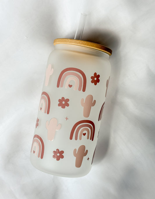 16oz Everyday Tumbler - Pink Rainbows + Cactus
