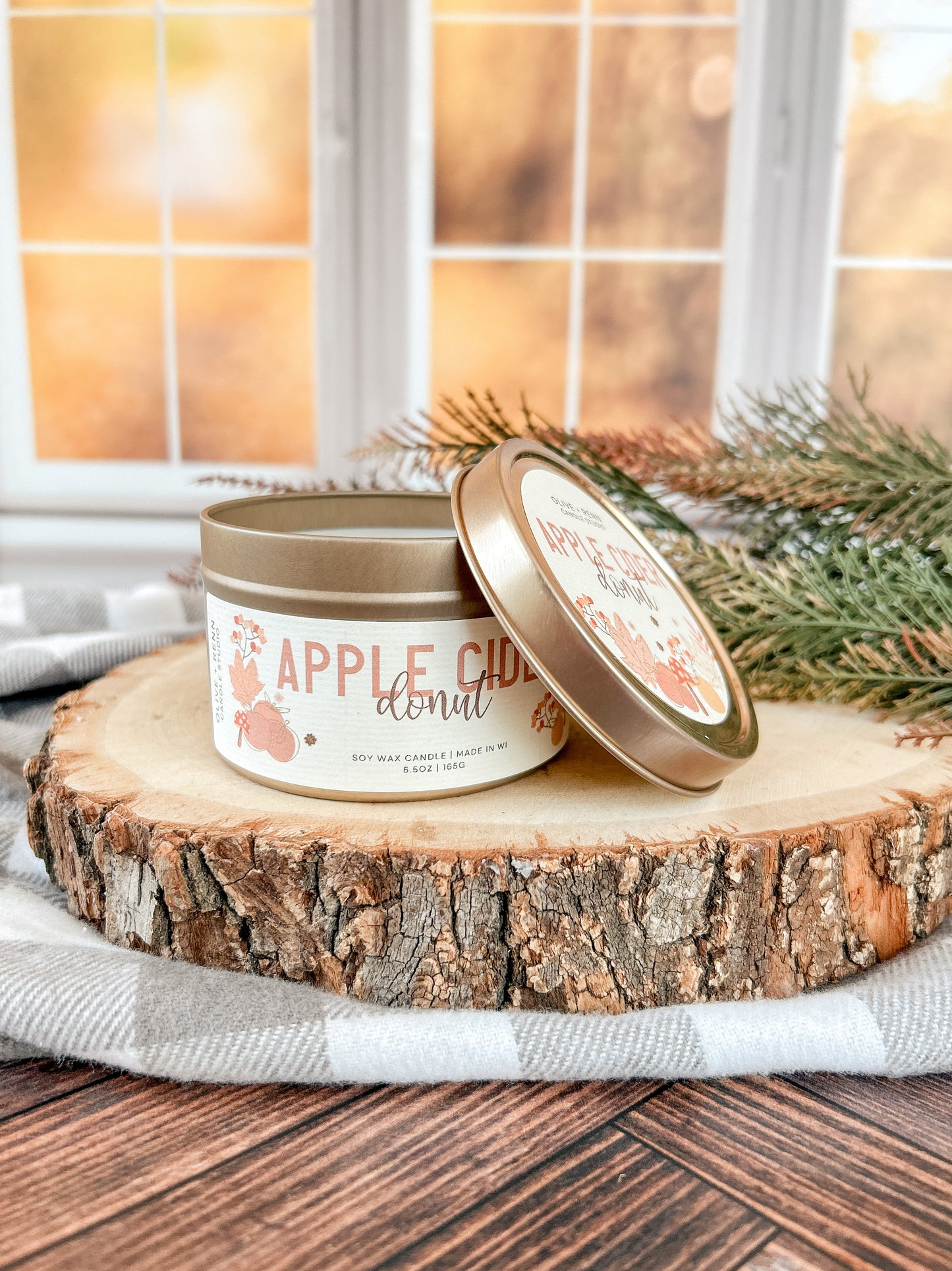 Apple Cider Donut Wooden Wick Tin