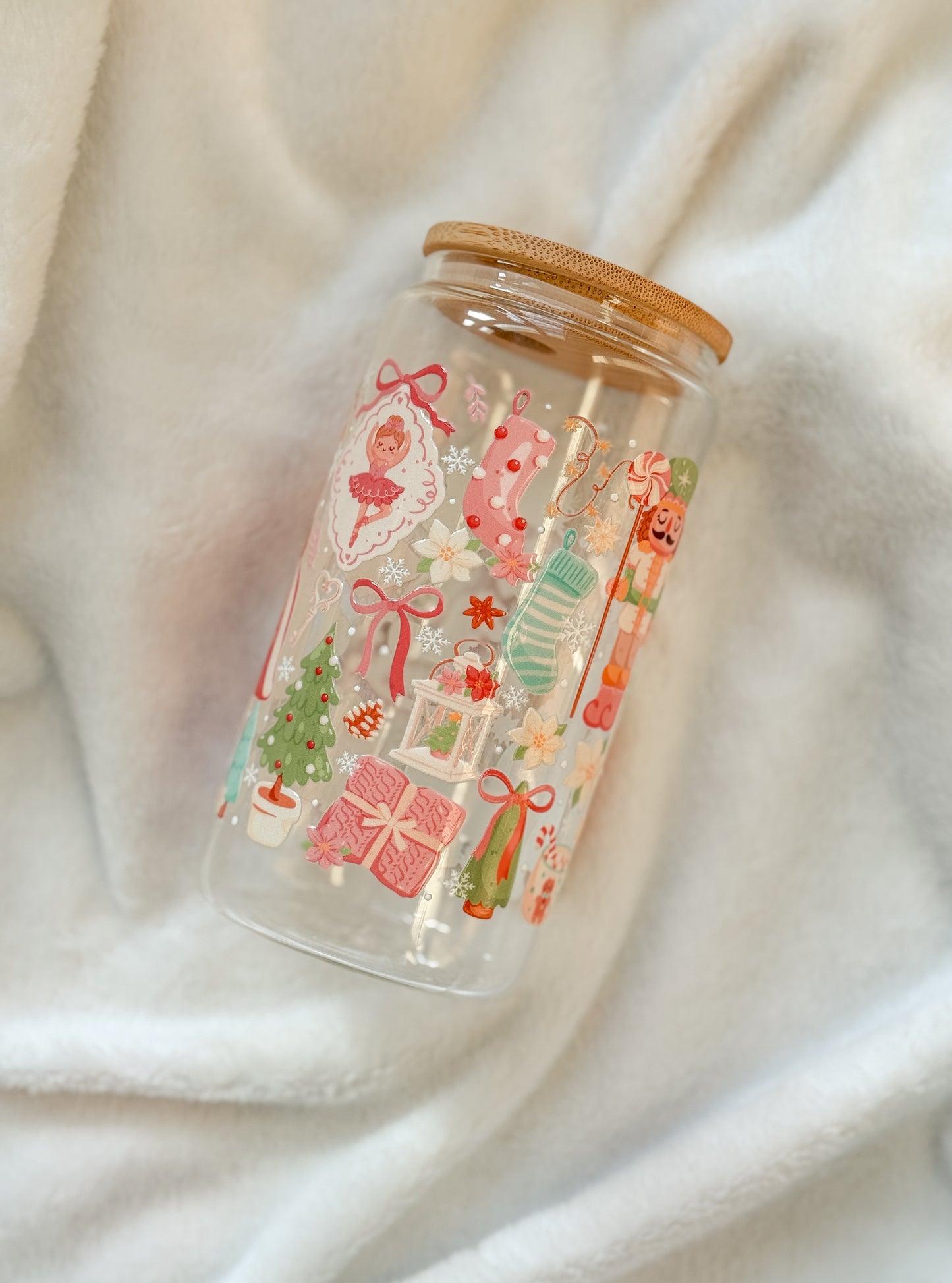 Glass Tumbler - Pink Christmas