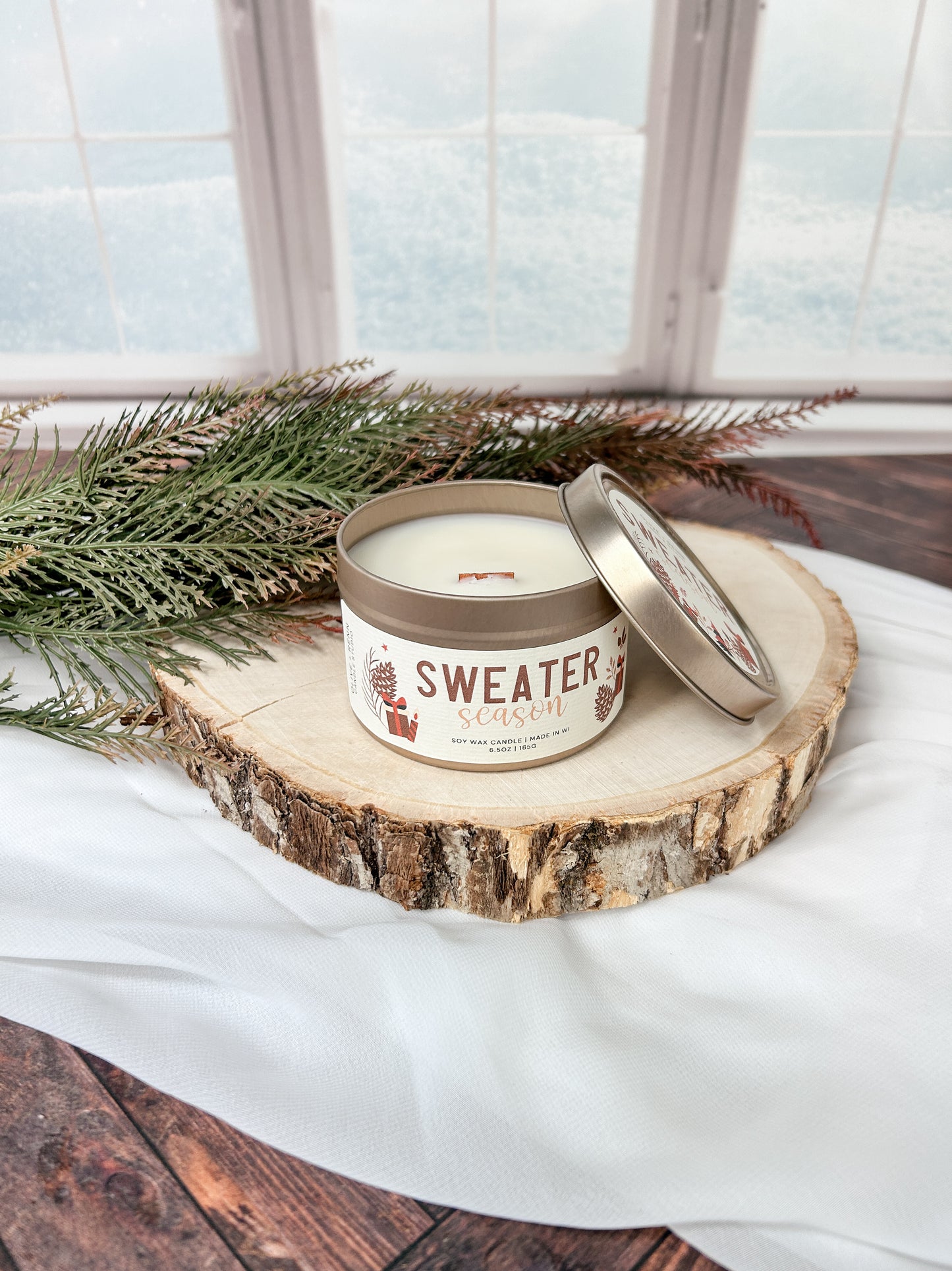 Wooden Wick Tin Candle | Winter Candle | Multiple Scents