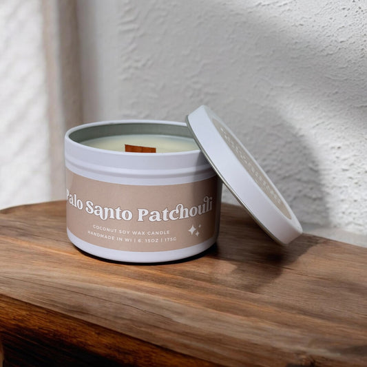 Palo Santo Patchouli Wooden Wick Tin | Spring 2026
