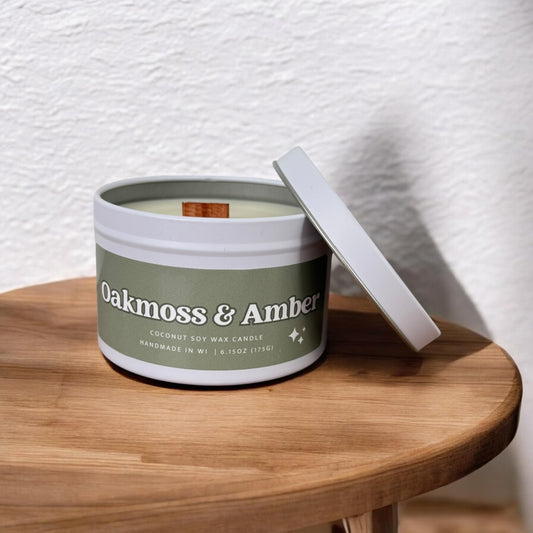 Oakmoss & Amber Wooden Wick Tin | Spring 2026
